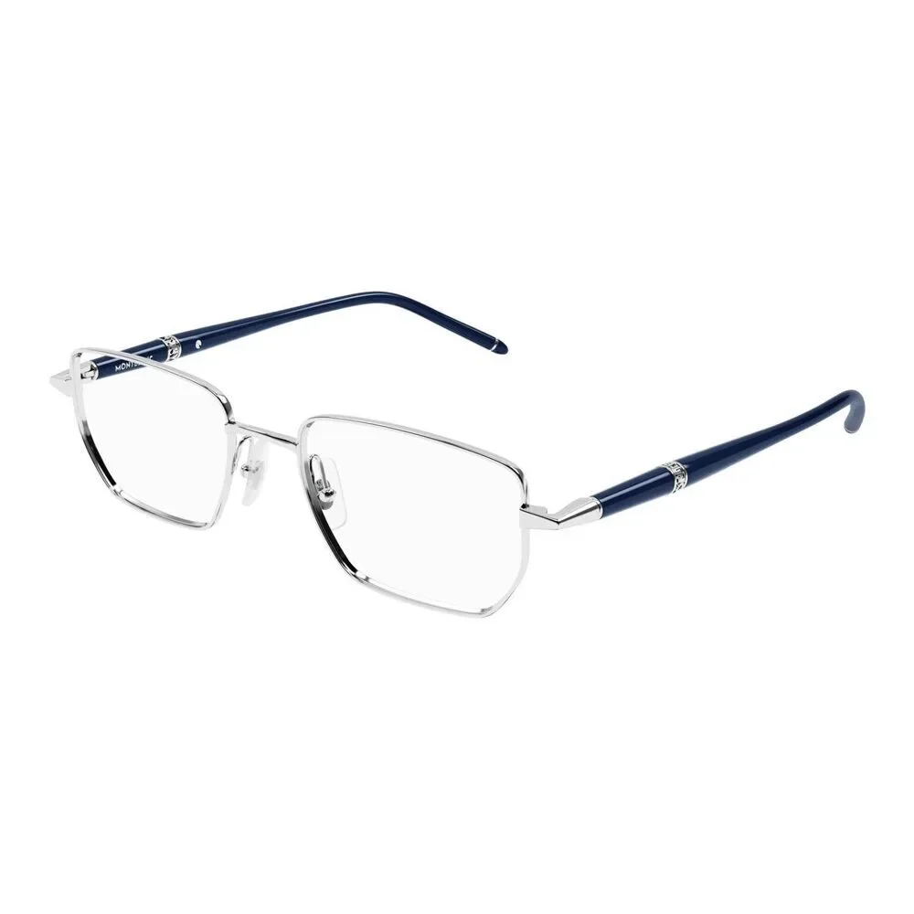 Mont Blanc MB0347O Eyeglasses Silver Blue Metal Rectangle